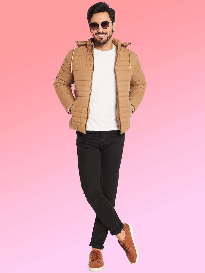 men solid long sleeve puffer jacket - 22291400 -  Standard Image - 3