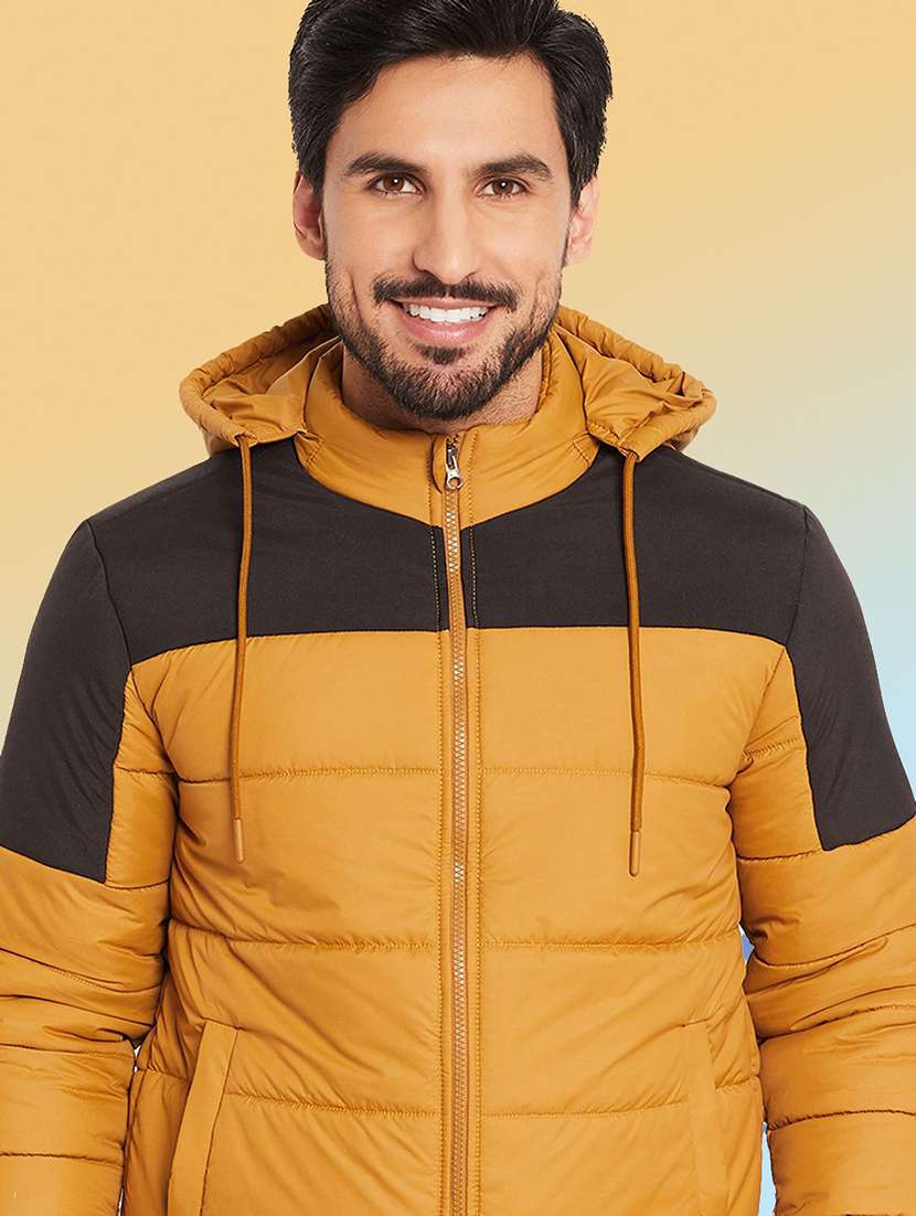 men color block long sleeve puffer jacket