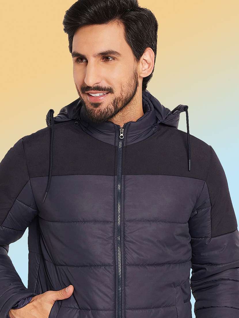 men color block long sleeve puffer jacket