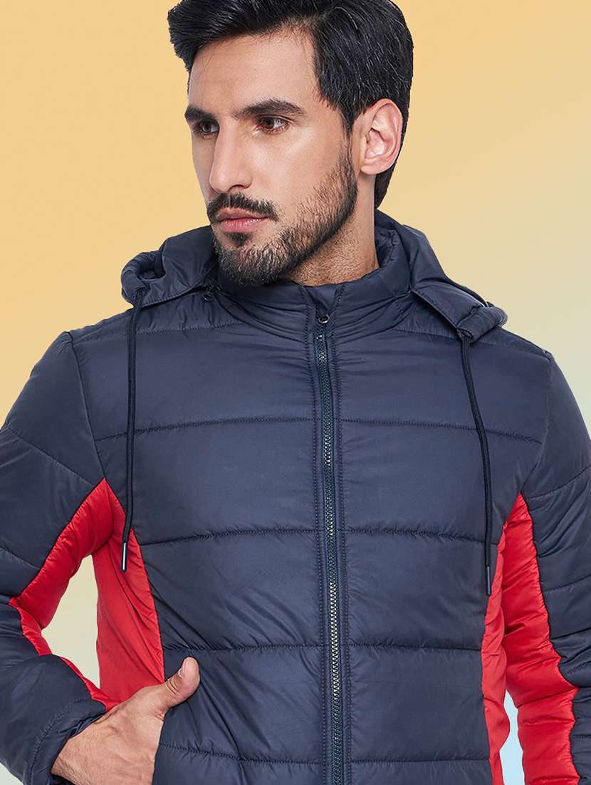 men color block long sleeve puffer jacket