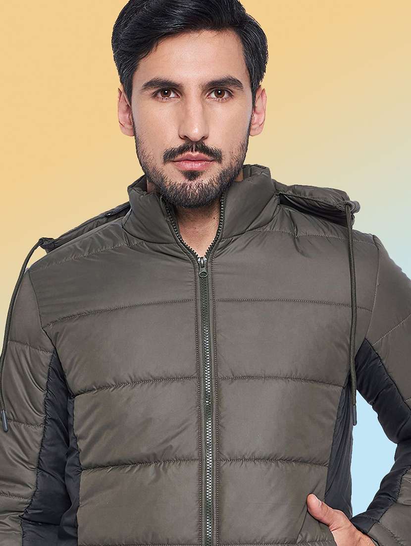 men color block long sleeve puffer jacket