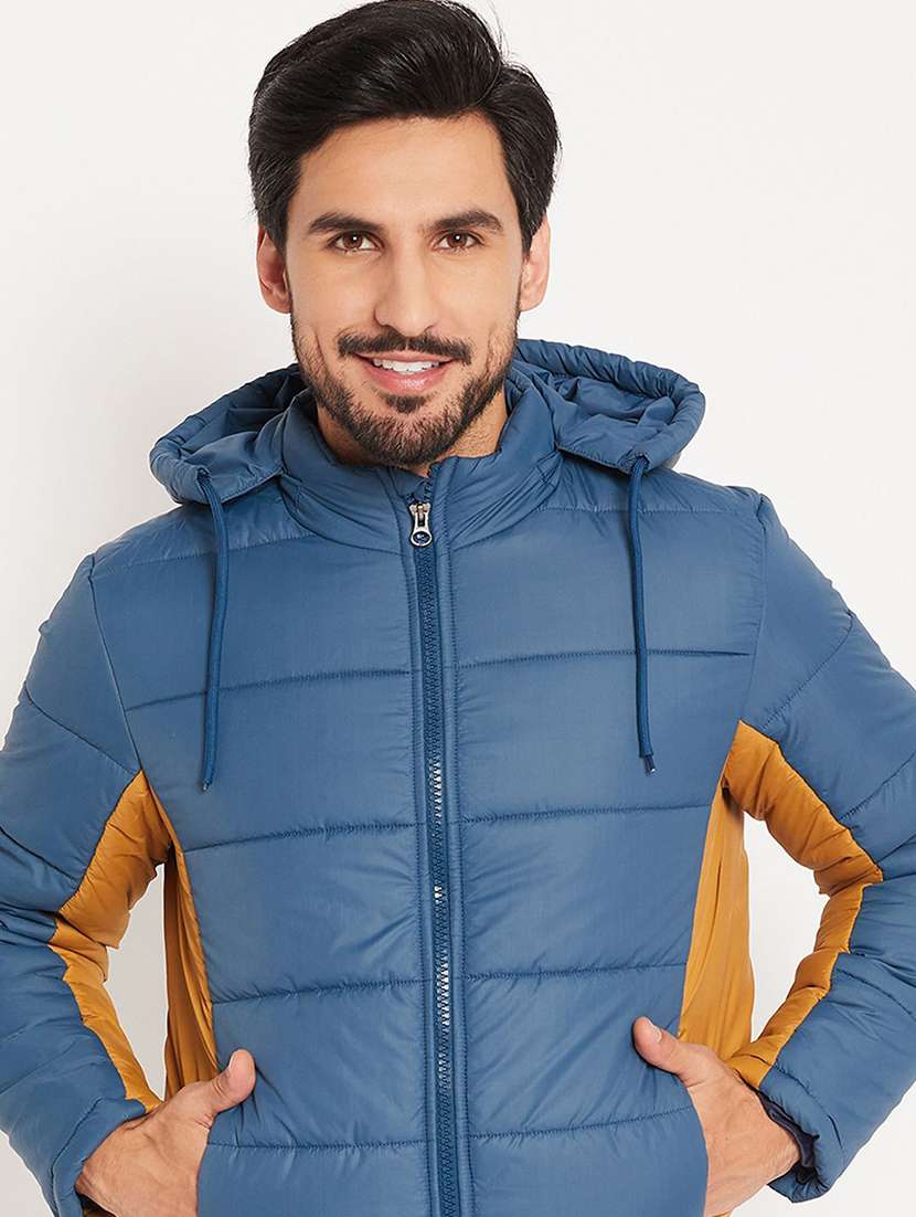men color block long sleeve puffer jacket