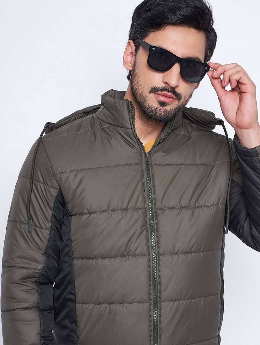 men color block long sleeve puffer jacket