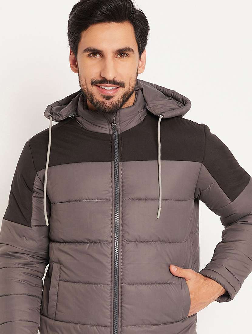 men color block long sleeve puffer jacket