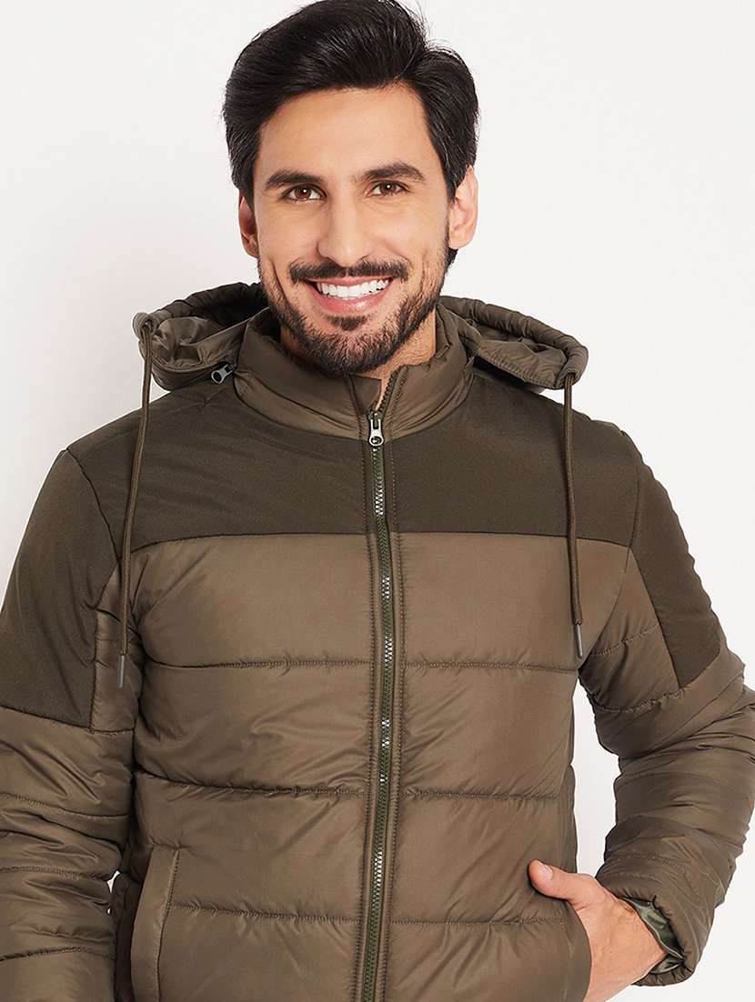 men color block long sleeve puffer jacket