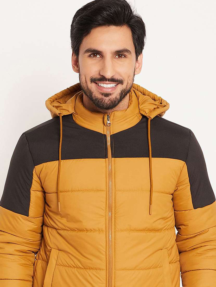 men color block long sleeve puffer jacket