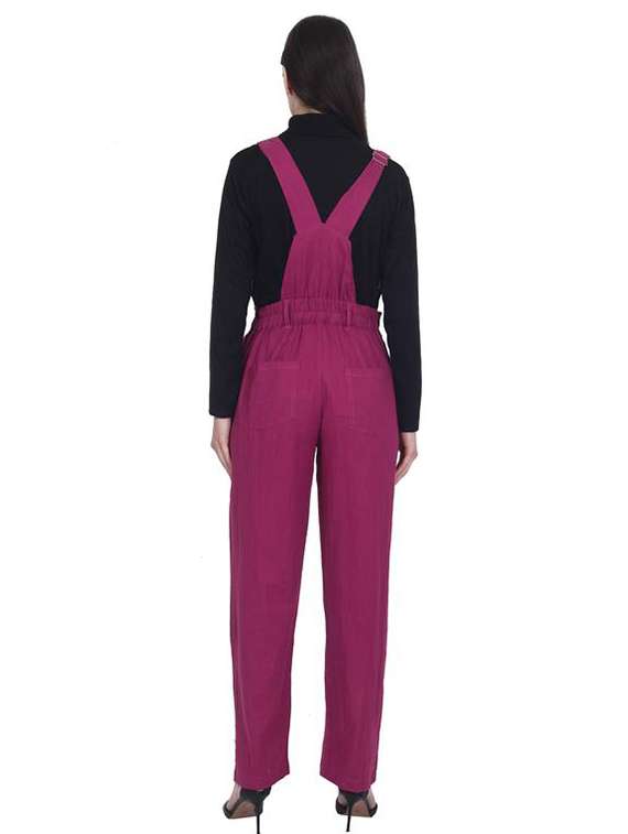 women solid sleeveless dungaree jumpsuit - 22291443 -  Standard Image - 3