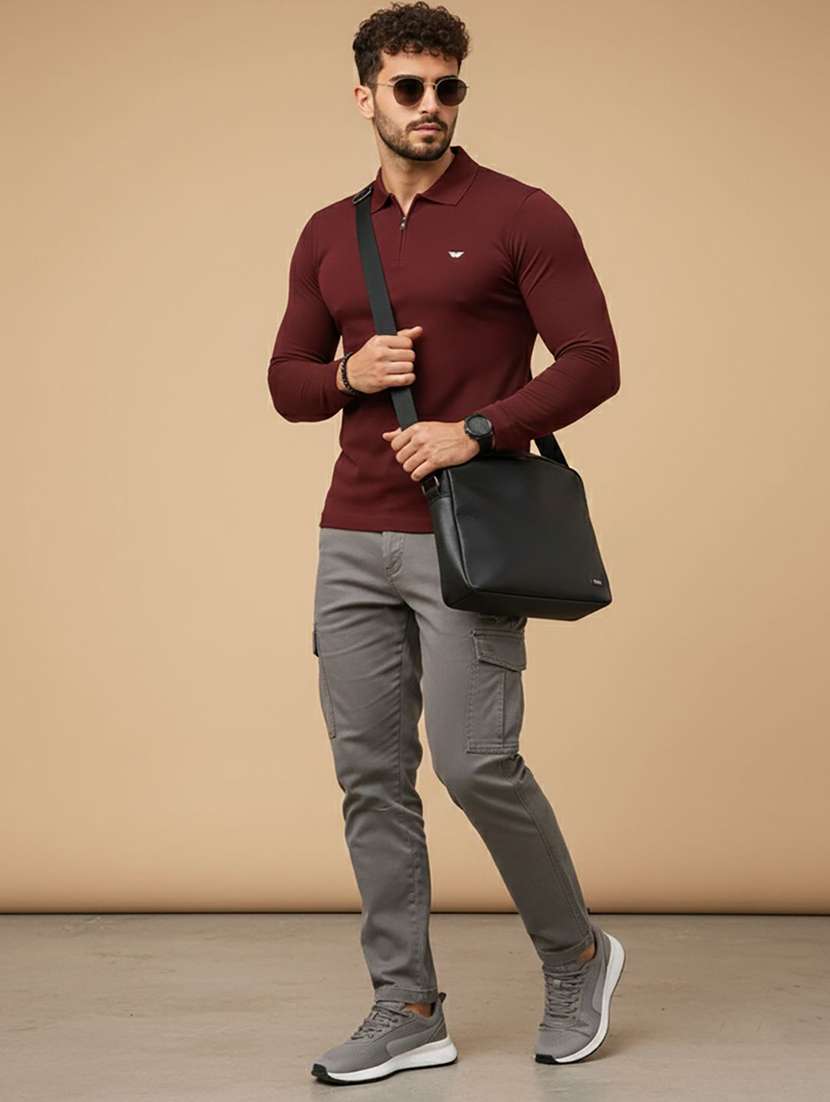 men solid long sleeve polo t-shirt - 22291483 -  Standard Image - 3