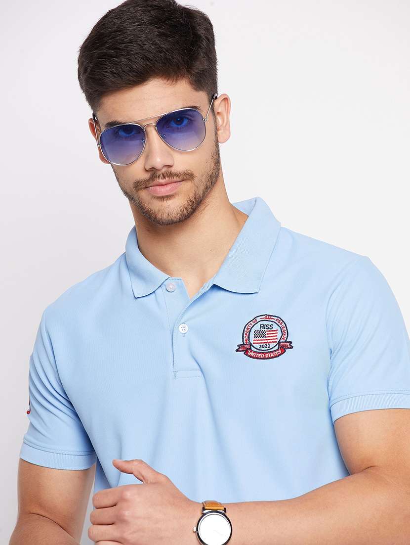 men solid short sleeve polo t-shirt