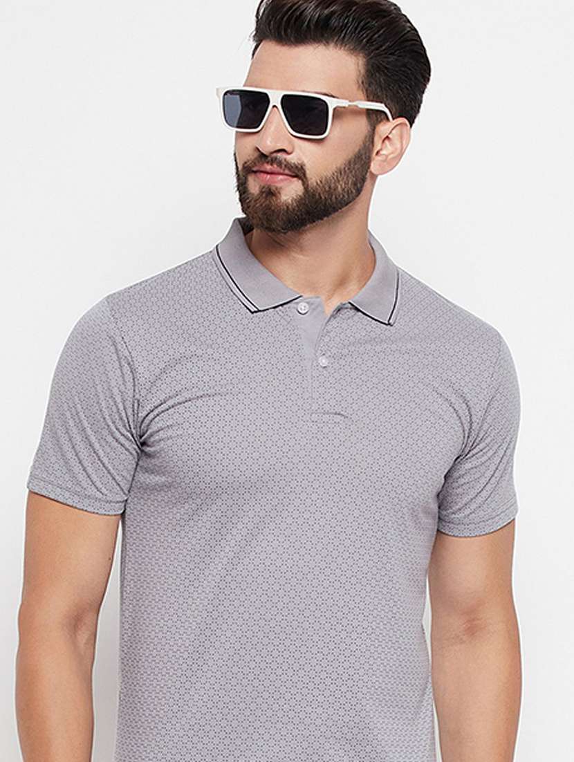 men printed short sleeve polo t-shirt