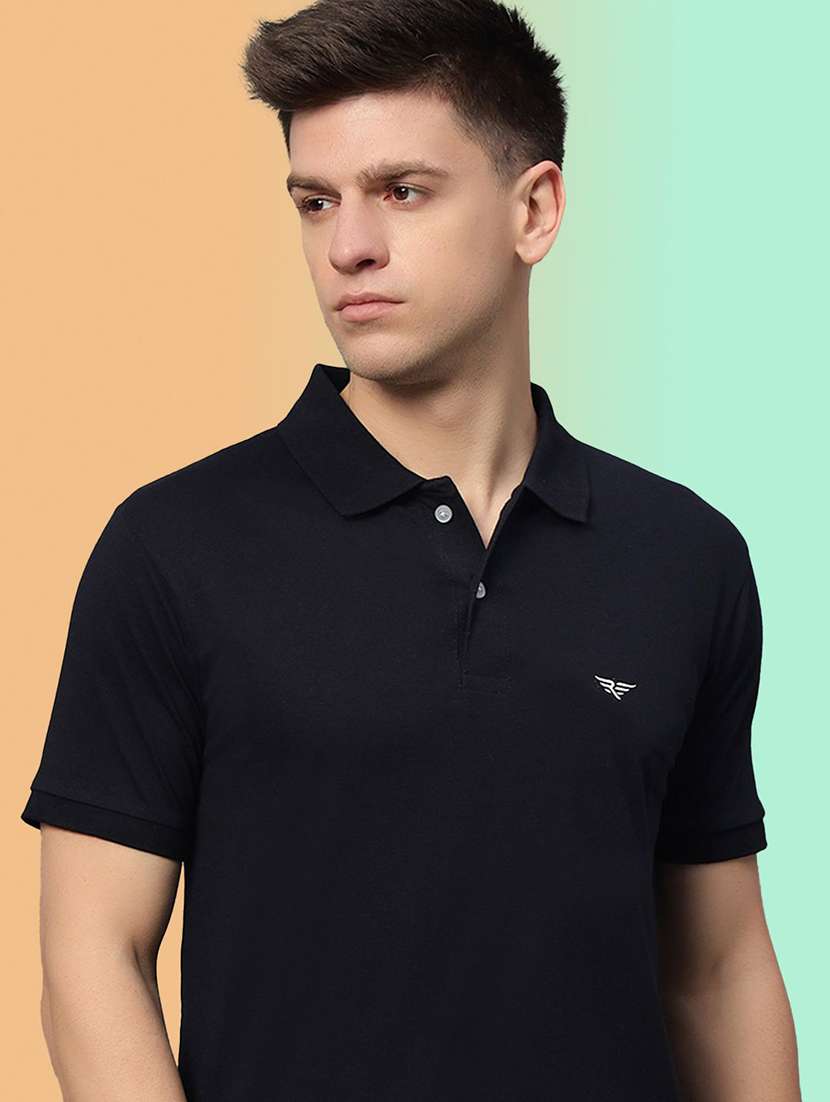 men solid short sleeve polo t-shirt