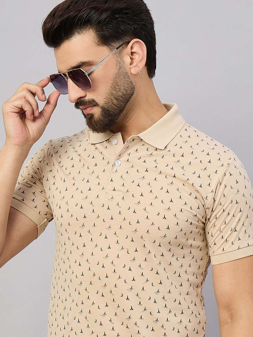 men printed short sleeve polo t-shirt