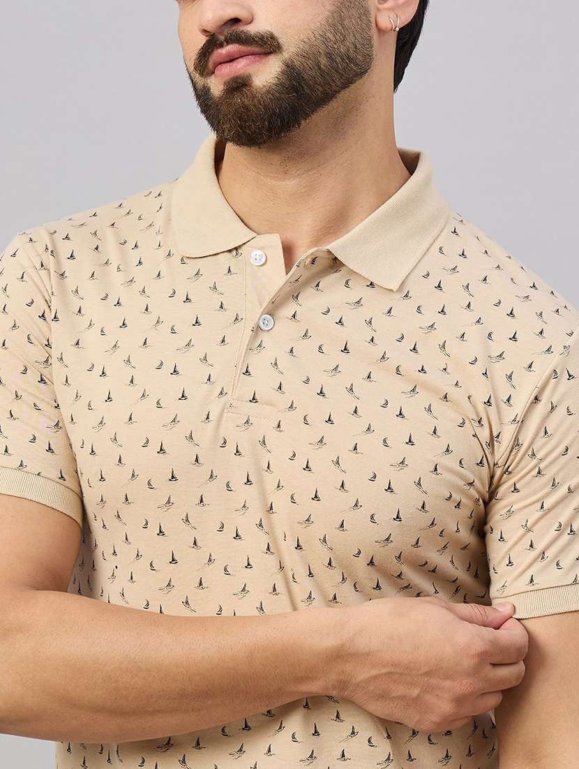 men printed short sleeve polo t-shirt - 22291535 -  Standard Image - 3