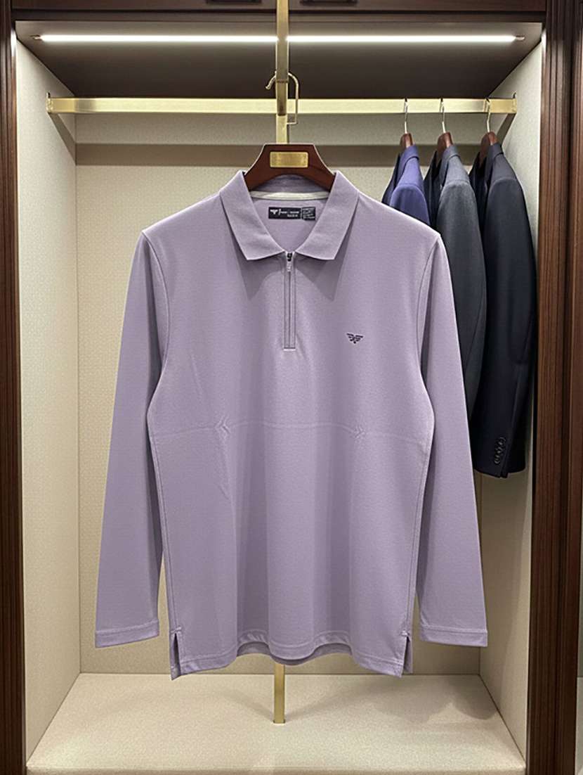 men solid long sleeve polo t-shirt - 22291539 -  Standard Image - 3