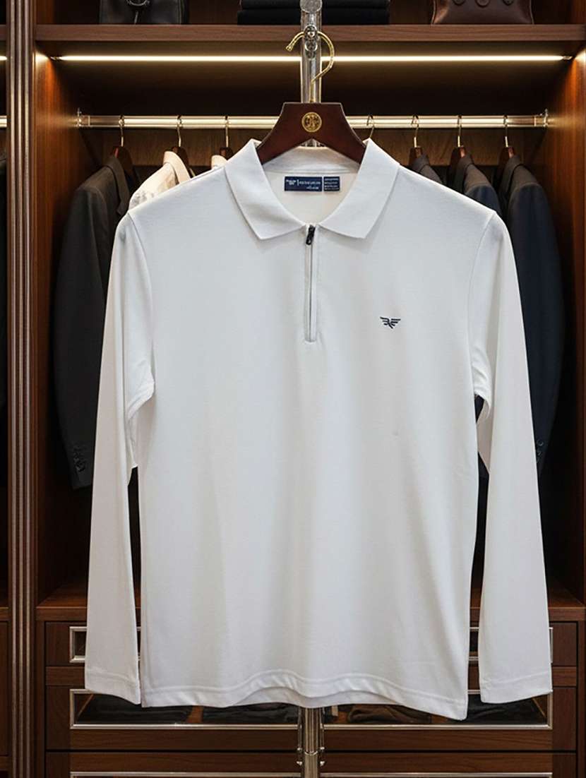 men solid long sleeve polo t-shirt - 22291554 -  Standard Image - 3