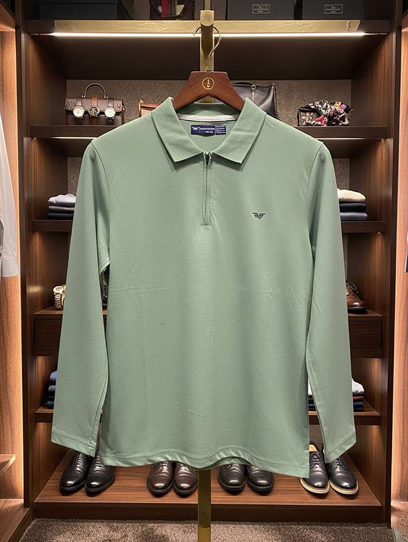 men solid long sleeve polo t-shirt - 22291561 -  Standard Image - 3