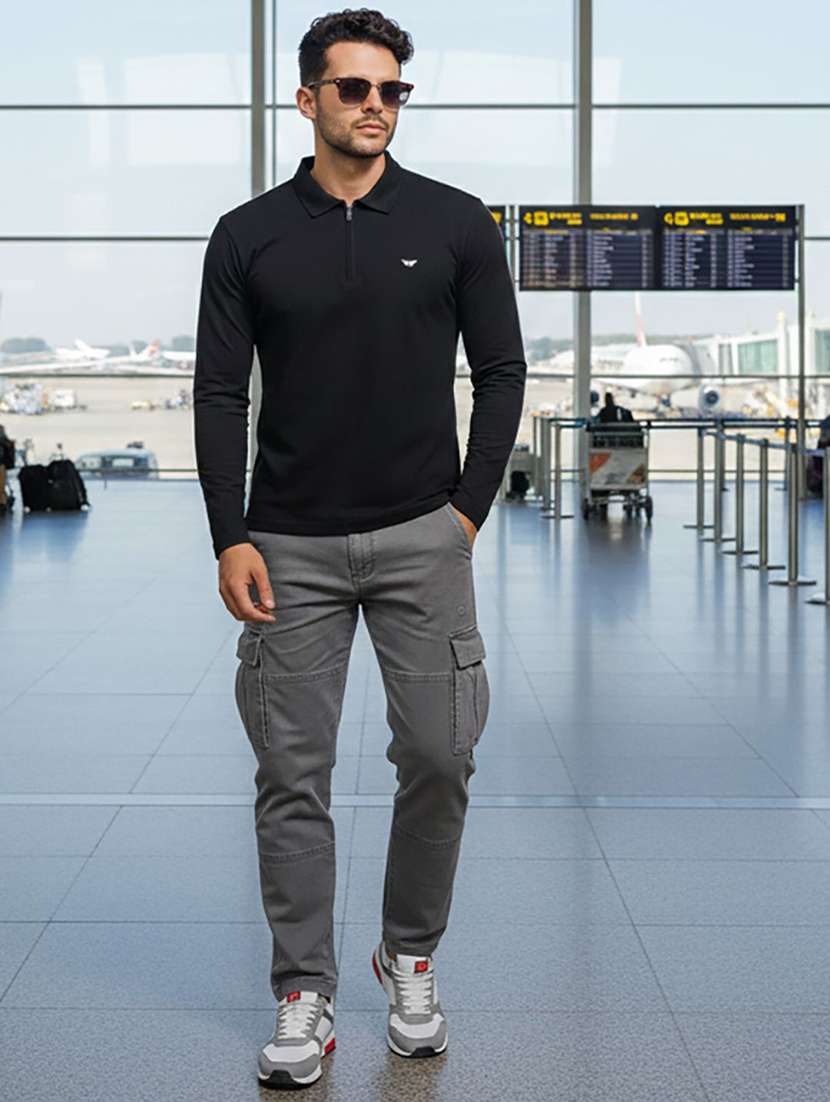 men solid long sleeve polo t-shirt - 22291563 -  Standard Image - 3