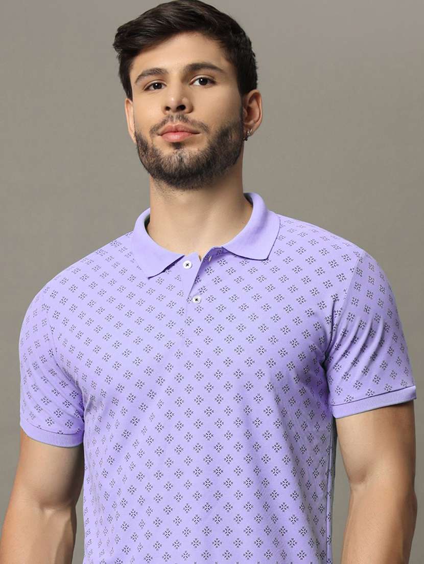men printed short sleeve polo t-shirt