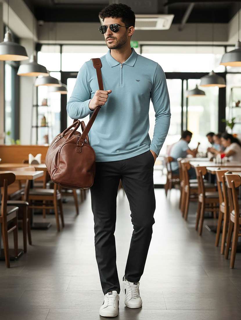 men solid long sleeve polo t-shirt - 22291604 -  Standard Image - 3