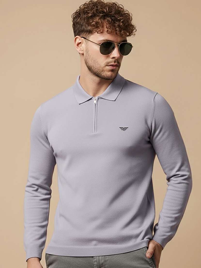 men solid long sleeve polo t-shirt