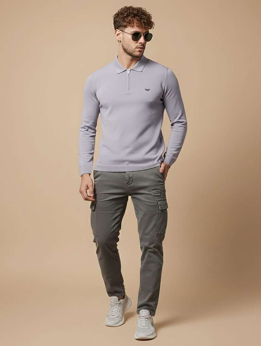 men solid long sleeve polo t-shirt - 22291606 -  Standard Image - 3