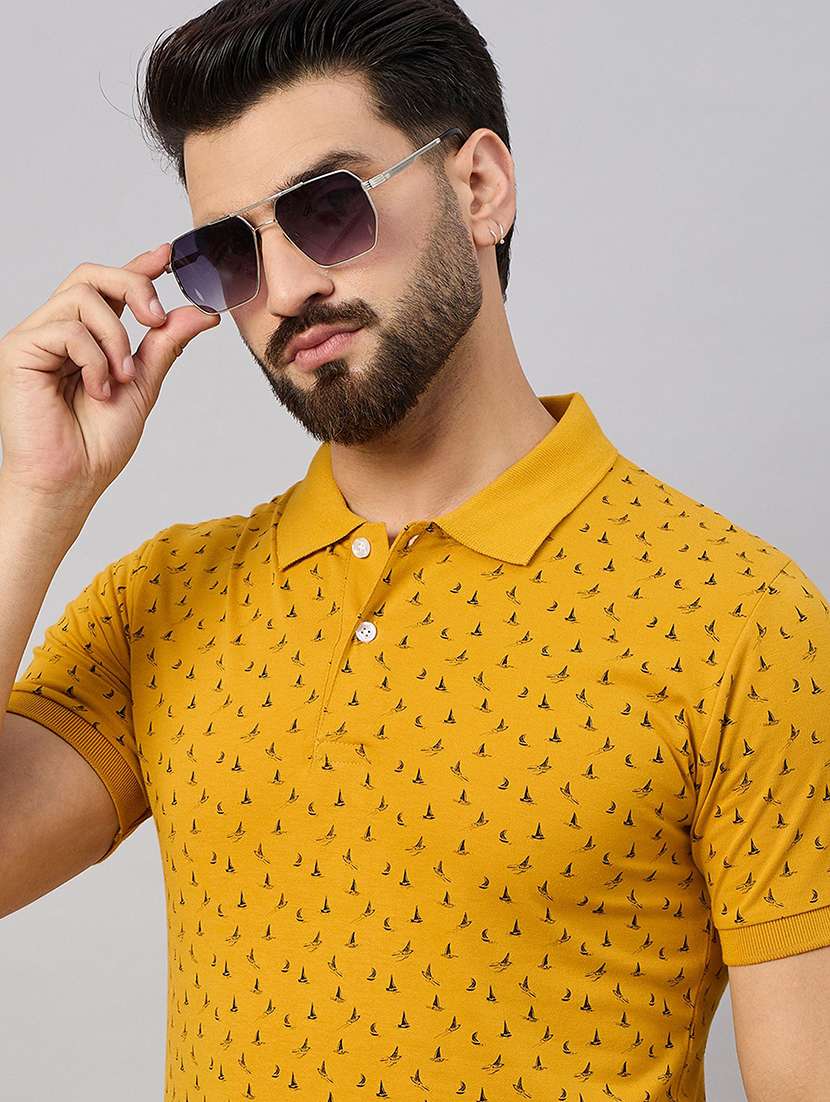 men printed short sleeve polo t-shirt