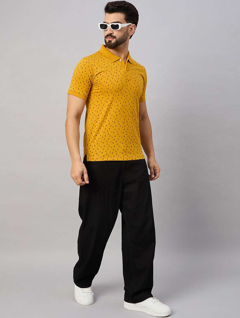 men printed short sleeve polo t-shirt - 22291613 -  Standard Image - 3