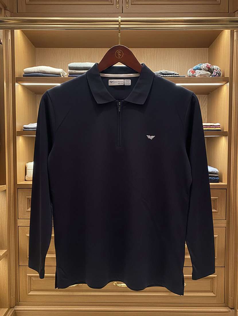 men solid long sleeve polo t-shirt - 22291625 -  Standard Image - 3