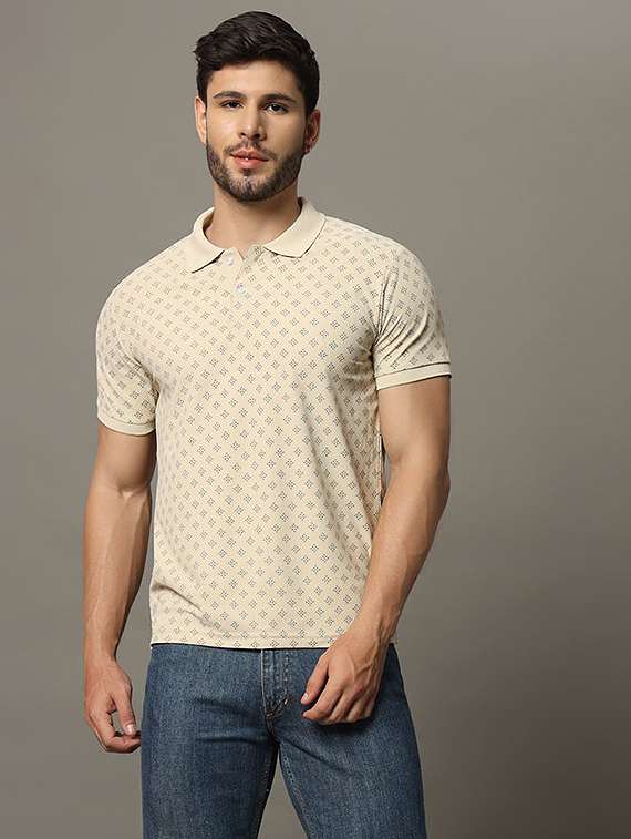 men printed short sleeve polo t-shirt
