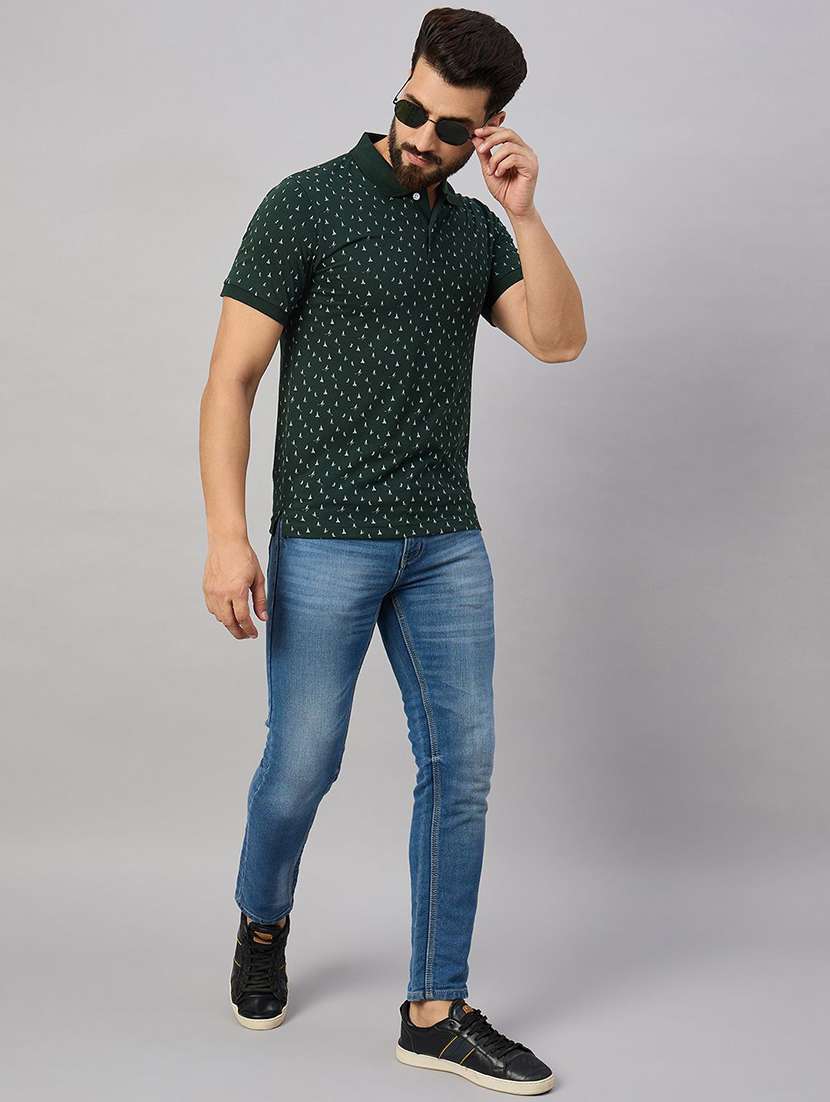men printed short sleeve slim fit polo t-shirt - 22291632 -  Standard Image - 3