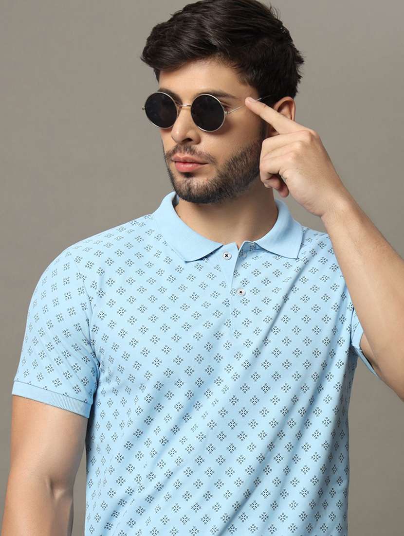 men printed short sleeve polo t-shirt