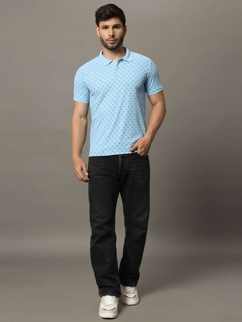 men printed short sleeve polo t-shirt - 22291650 -  Standard Image - 3
