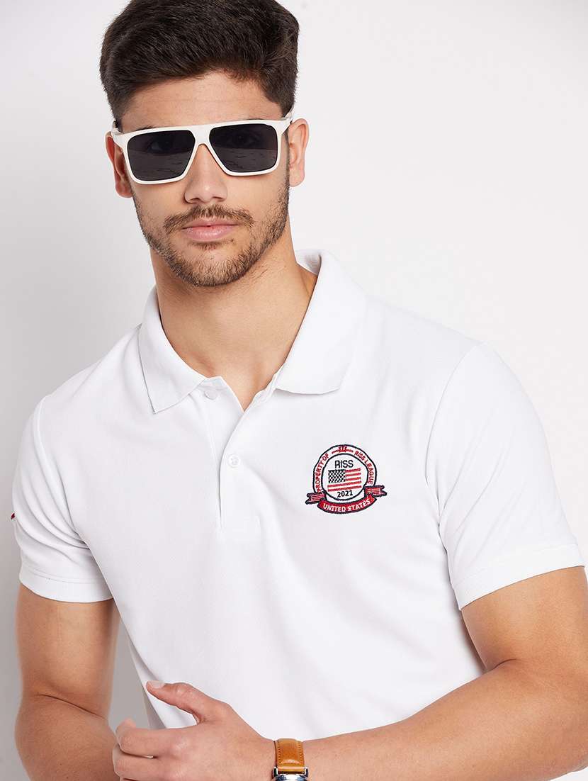 men solid short sleeve polo t-shirt