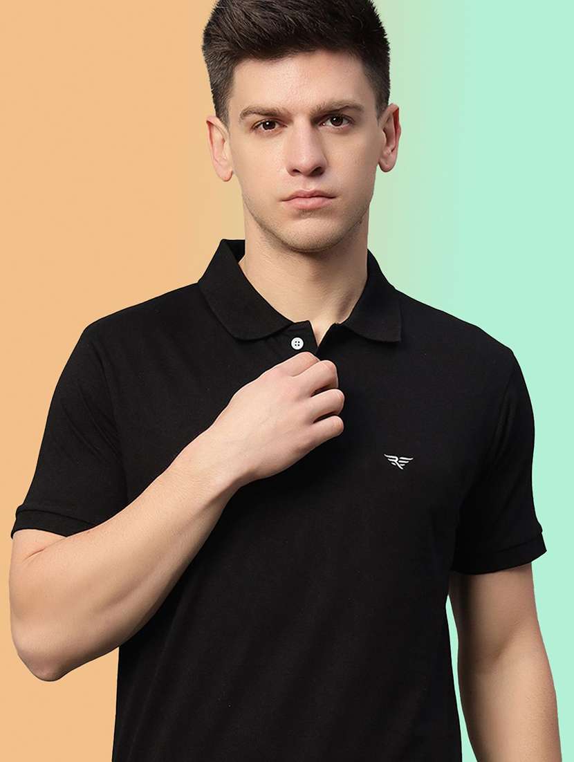 men solid short sleeve regular fit polo t-shirt