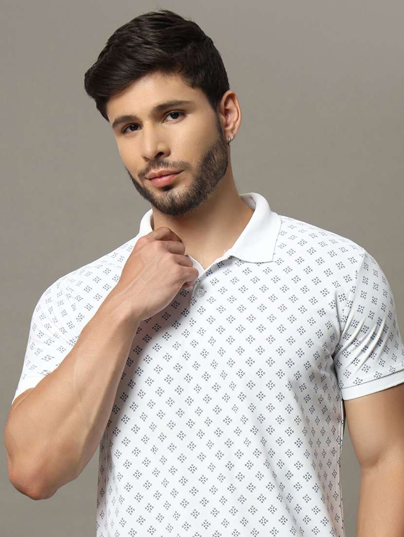 men printed short sleeve polo t-shirt