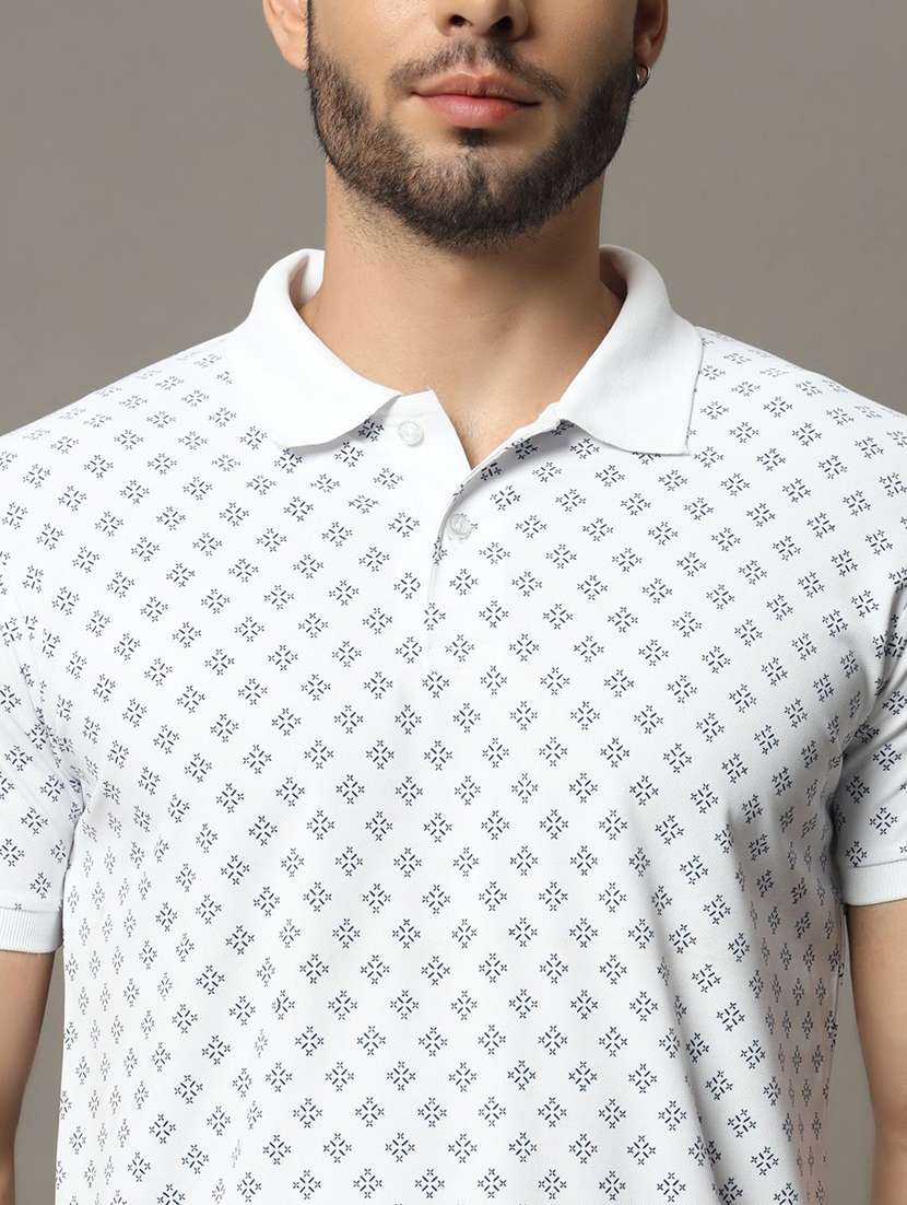 men printed short sleeve polo t-shirt - 22291676 -  Standard Image - 3