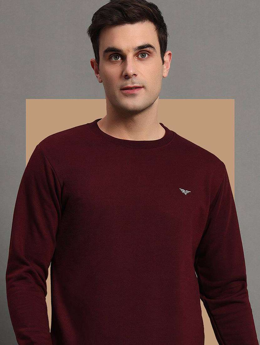 men solid long sleeve regular fit sweatshirt