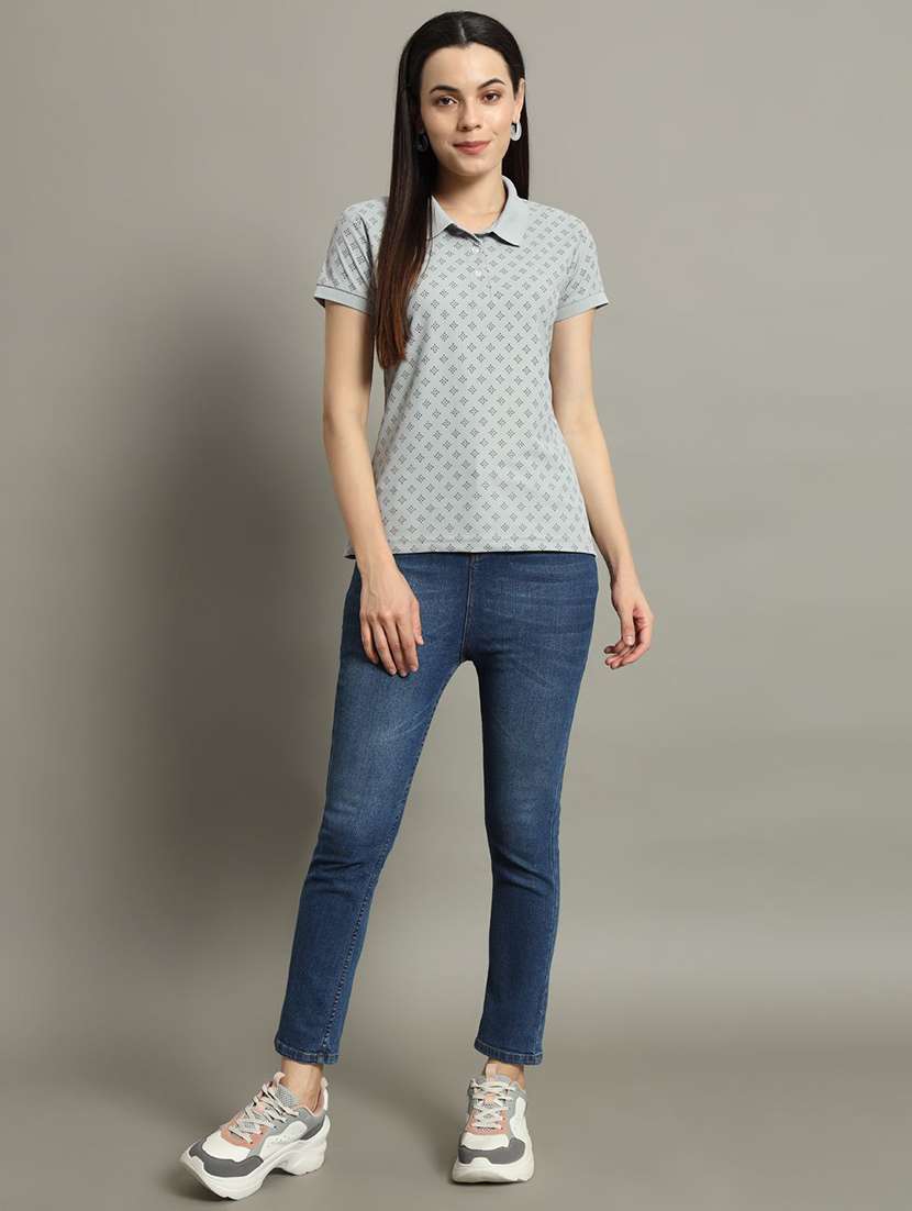 women printed short sleeve polo t-shirt - 22291707 -  Standard Image - 3