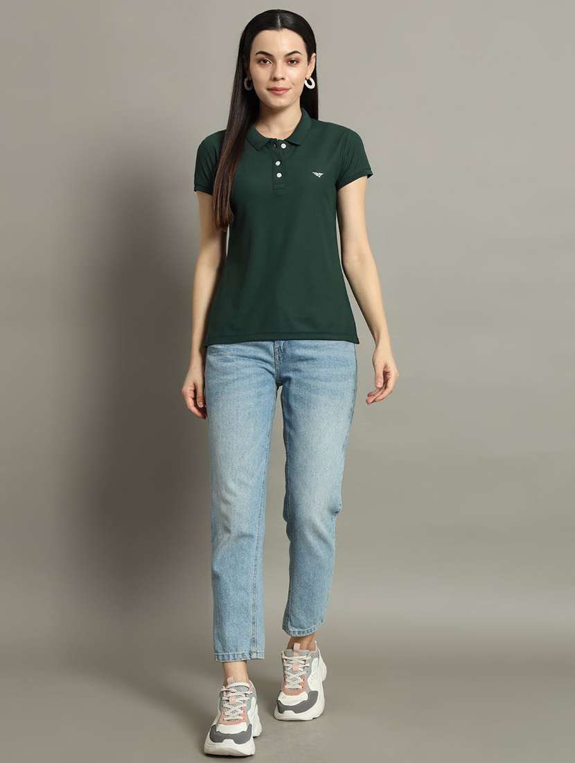 women solid short sleeve polo t-shirt - 22291737 -  Standard Image - 3