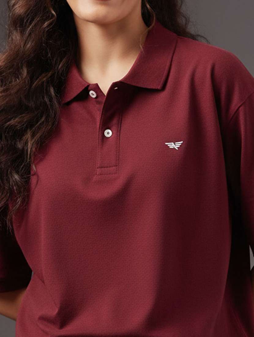 women solid short sleeve oversized polo t-shirt - 22291744 -  Standard Image - 3