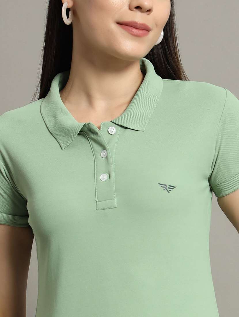 women solid short sleeve polo t-shirt - 22291747 -  Standard Image - 3