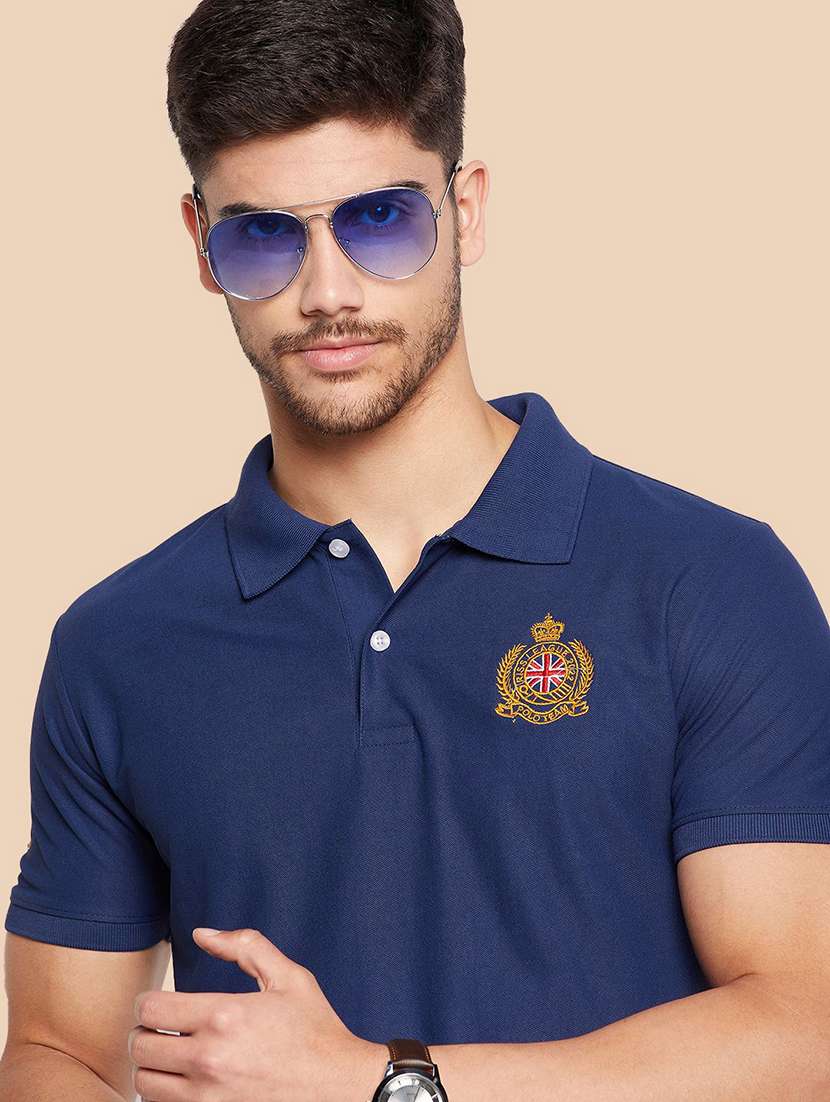 men solid short sleeve polo t-shirt