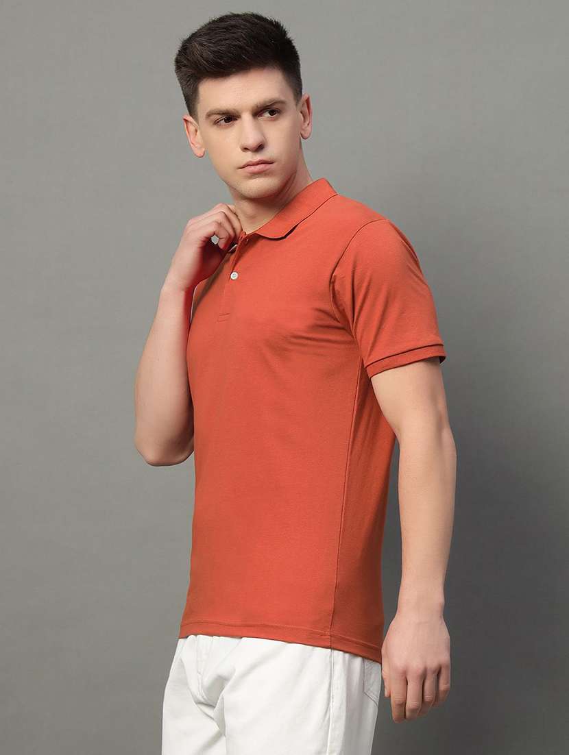 men solid short sleeve polo t-shirt