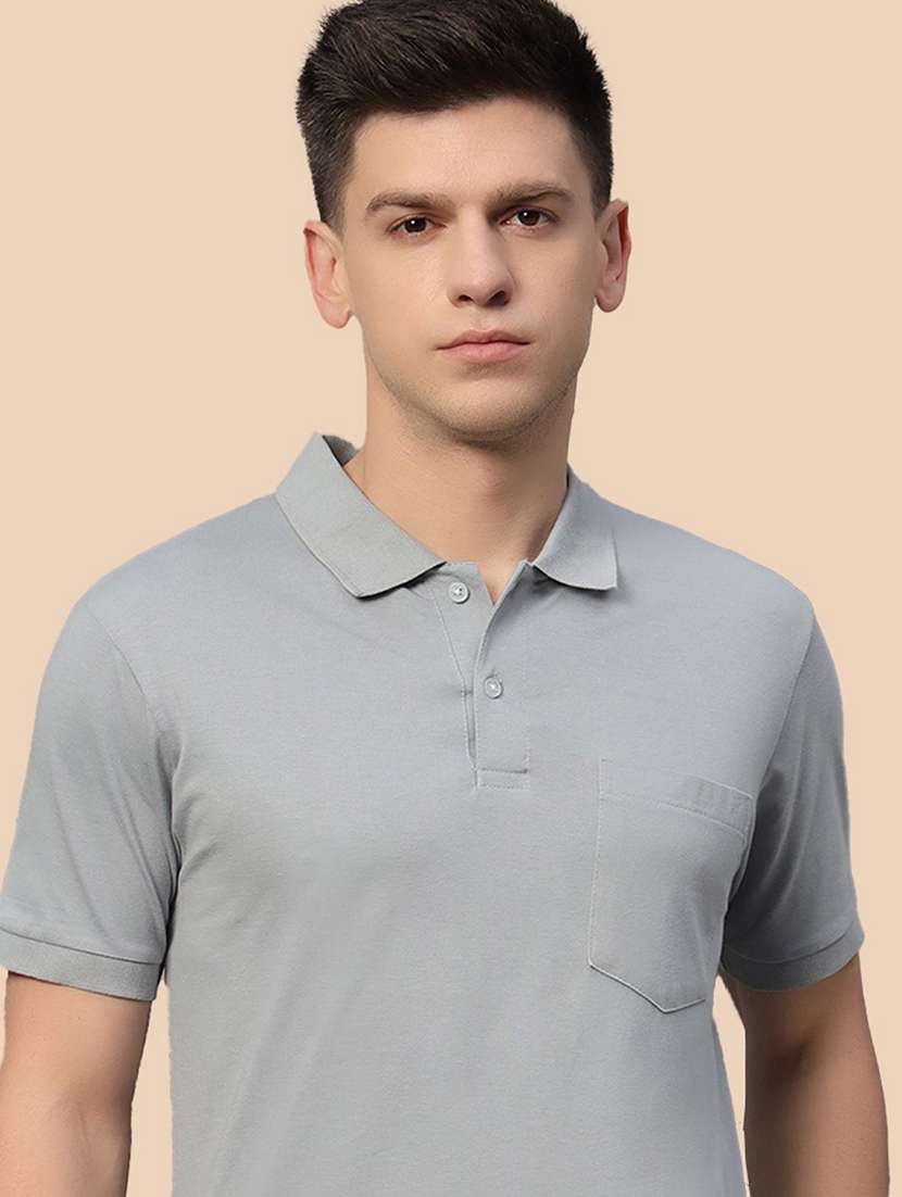 men solid short sleeve polo t-shirt