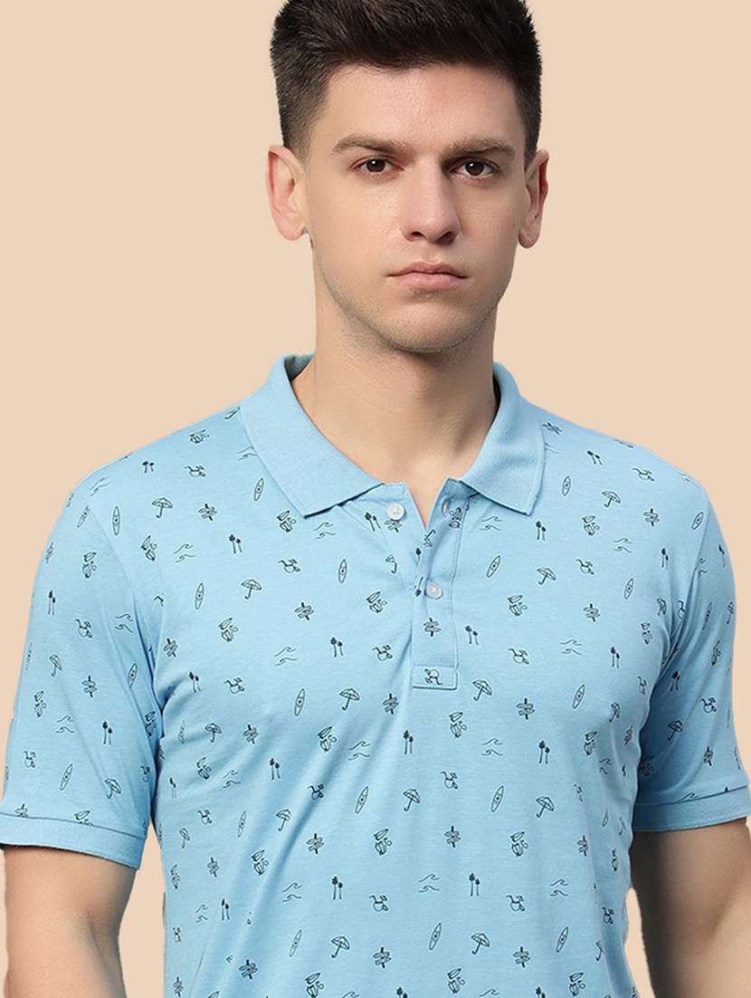 men printed short sleeve polo t-shirt
