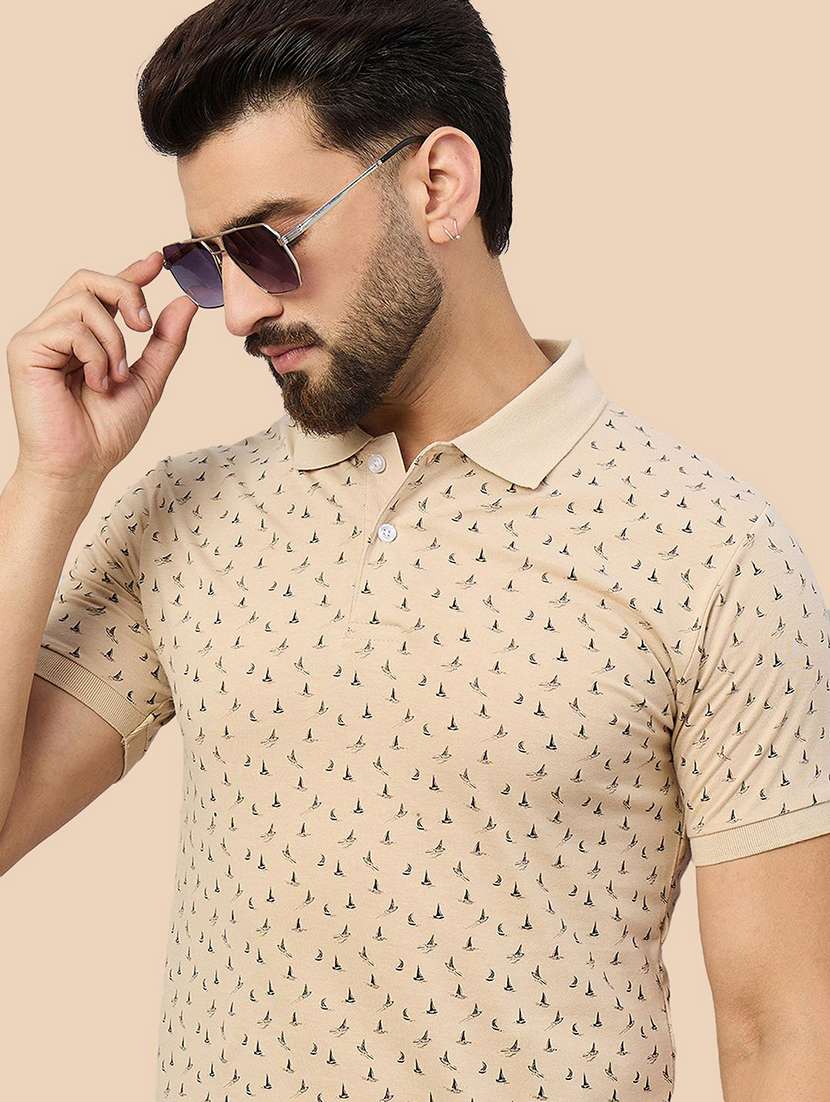 men printed short sleeve polo t-shirt