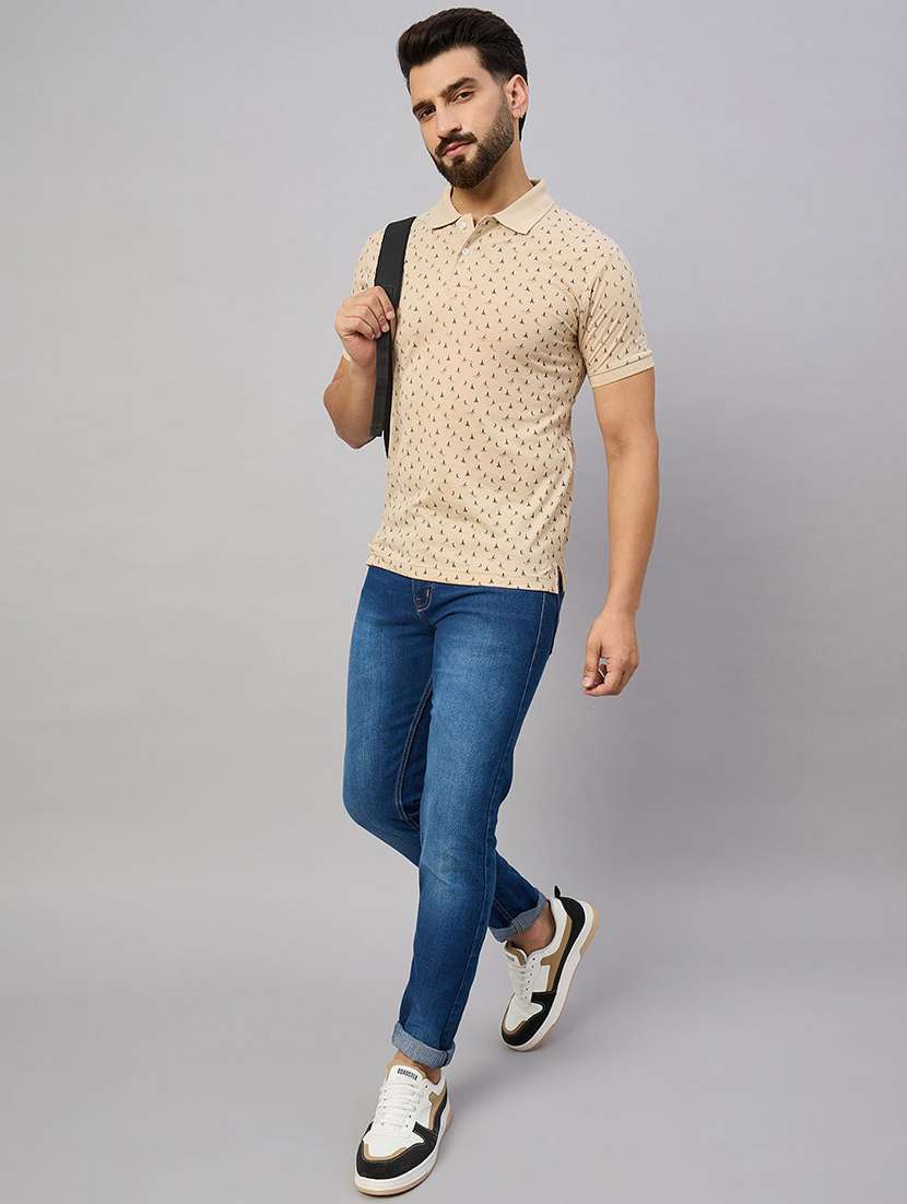 men printed short sleeve polo t-shirt - 22291889 -  Standard Image - 3