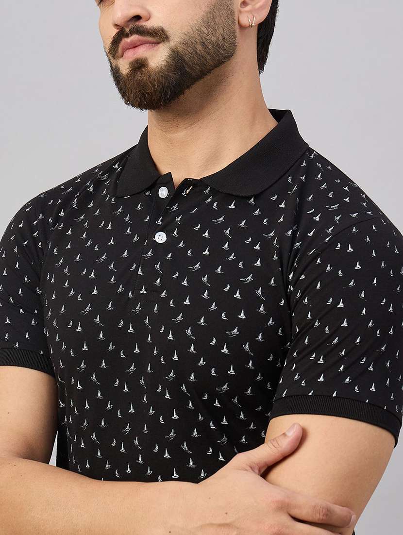 men printed short sleeve polo t-shirt - 22291890 -  Standard Image - 3