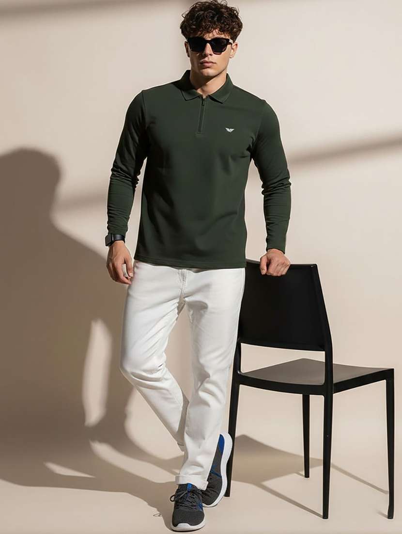 men solid long sleeve regular fit t-shirt