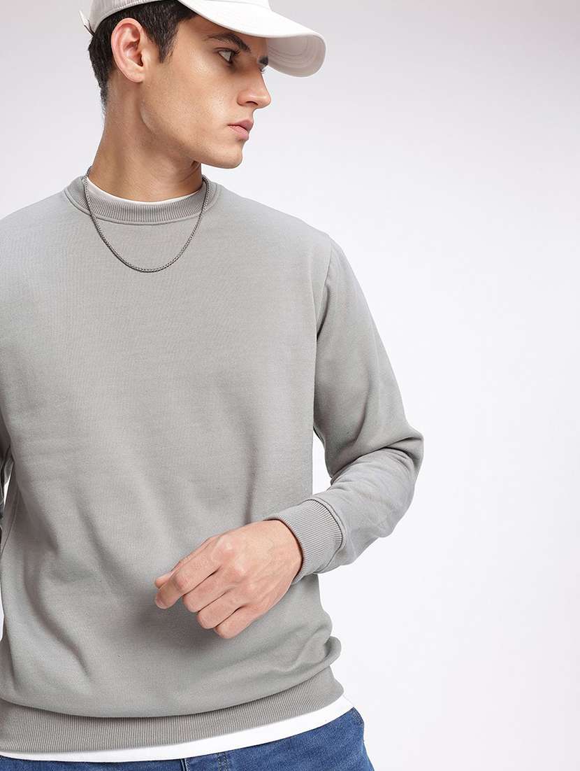 men solid long sleeve regular fit sweatshirt